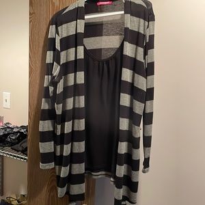 2x striped cami with black shirt sewn into it